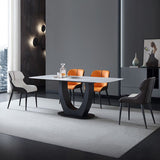 Industriële rechthoek eettafel gesinterde stenen tafel met metalen been voor thuis