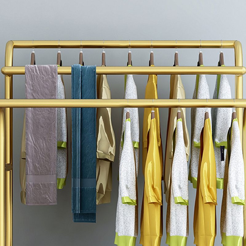 Glam Entry Hall Tree Metal 3 Hanging Rails and Lower Shelf Hall Stand Clearhalo 'Entry & Mudroom Furniture' 'furn' 'furn_hall_tree_coat_racks' 'Furniture' 'Hall Trees & Coat Racks' 'hall_tree_coat_racks' 1200x1200_9f505807-af42-4e14-9bd3-b22155aae7e8