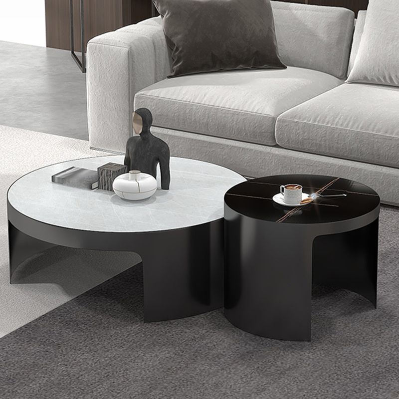 Sled 2 Nesting Coffee Table Contemporary Round Stone Cocktail Table Clearhalo 'Coffee & Accent Tables' 'Coffee Tables' 'coffee_tables' 'furn' 'furn_coffee_tables' 'Furniture' 'Living Room Furniture' 1200x1200_9f51af3d-0dbd-4e63-9a14-7c961580c805
