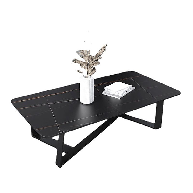 Glam Style Slate Top White Gold/black Top Black Metal Footer Coffee Table Clearhalo 'Coffee & Accent Tables' 'Coffee Tables' 'coffee_tables' 'furn' 'furn_coffee_tables' 'Furniture' 'Living Room Furniture' 1200x1200_9f540af7-53a9-4413-b2d2-64bab94b0bcd