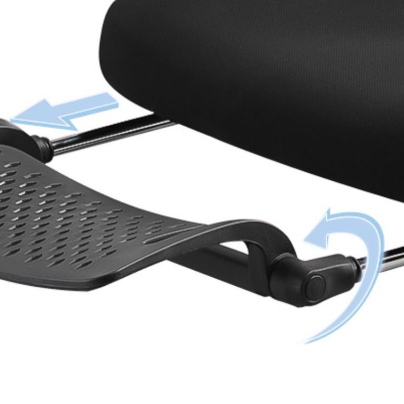 Chaise de bureau coulissante moderne noire, hauteur de siège réglable, bras fixes avec roues