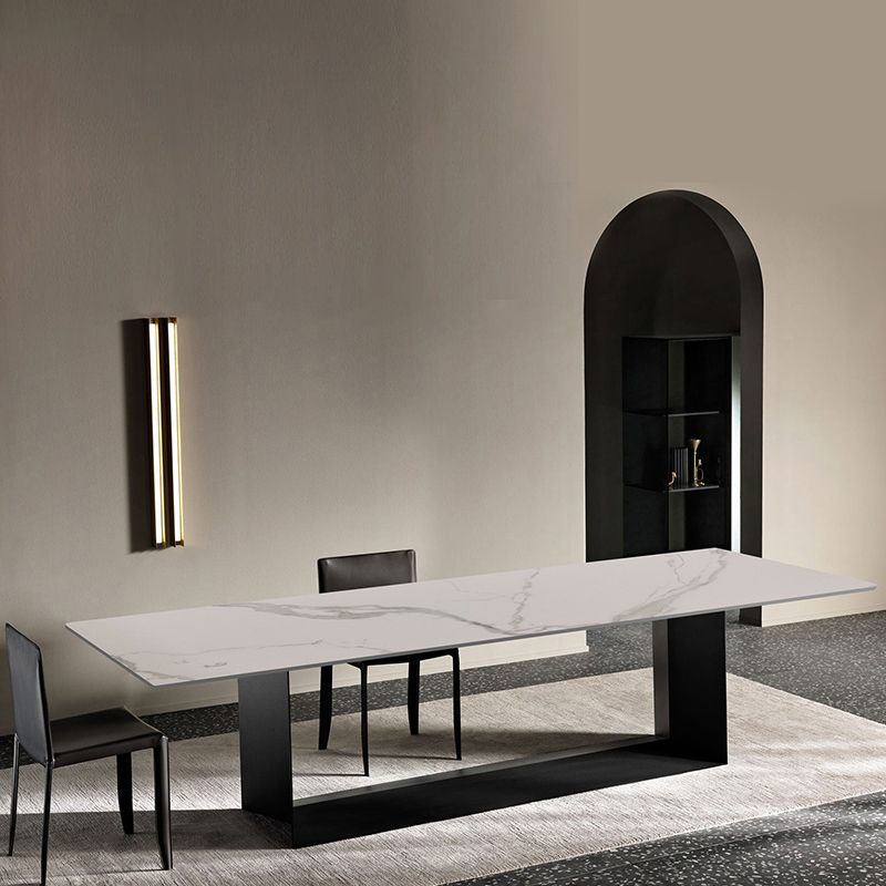 Metal Traditional Luxury Rectangular Table Sintered Stone Table for Kitchen Clearhalo ' dining_table' 'Dining Tables & Seating' 'Dining Tables' 'furn' 'furn_dining_table' 'Furniture' 'furniture_dining_table' 'Kitchen & Dining Furniture' 'kitchen&dining_furn' 'kitchen' 'kitchen_dining_table' 1200x1200_9f580499-2c59-4042-ba24-f496ad77e7af