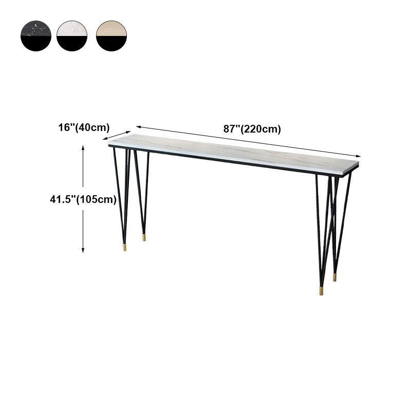 Modern Marble Pub Table with Rectangle Table Top Black Legs Table - 42" H Clearhalo 'Bar Furniture' 'Bar Tables' 'bar_tables' 'furn' 'furn_bar_tables' 'Furniture' 'furniture_bar_tables' 'Kitchen & Dining Furniture' 1200x1200_9f5a425f-7935-41aa-854f-96b4dc701b44