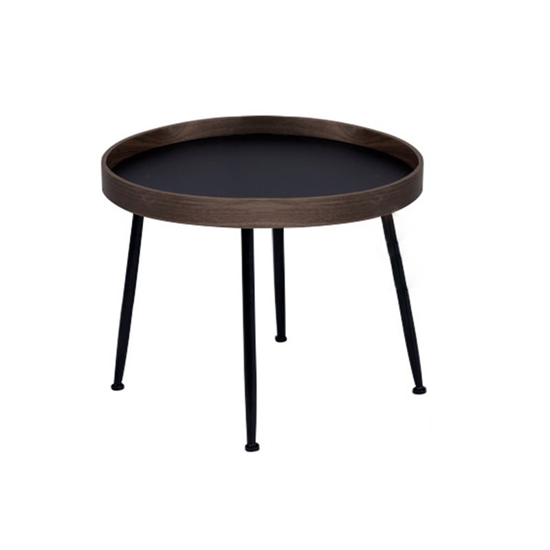 Round Wooden Coffee Table Black Tray Top Cocktail Table with 4 Legs Clearhalo 'Coffee & Accent Tables' 'Coffee Tables' 'coffee_tables' 'furn' 'furn_coffee_tables' 'Furniture' 'Living Room Furniture' 1200x1200_9f5e46b5-38b5-4f93-96e0-a5af5f6bc484