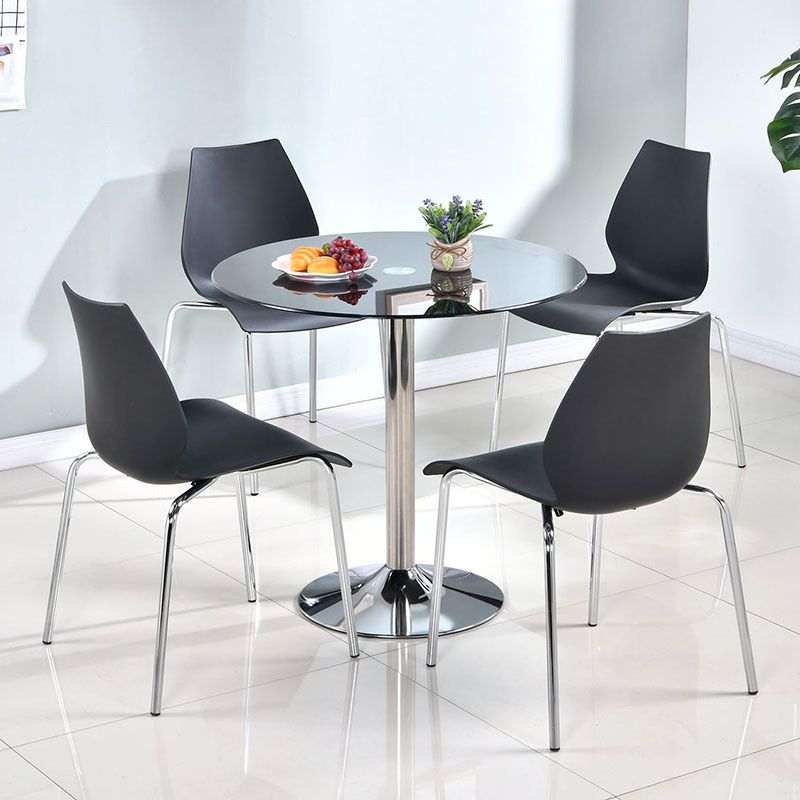 Contemporary Round Dining Room Table Tempered Glass Table with Tulip Base Clearhalo ' dining_table' 'Dining Tables & Seating' 'Dining Tables' 'furn' 'furn_dining_table' 'Furniture' 'furniture_dining_table' 'Kitchen & Dining Furniture' 'kitchen&dining_furn' 'kitchen' 'kitchen_dining_table' 1200x1200_9f5f3b69-68e0-490e-83d6-8271efac34ce