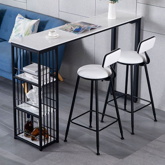 Industrial Bar Table Set 1/3 Pieces Faux Marble Rectangle Table and Stool Set