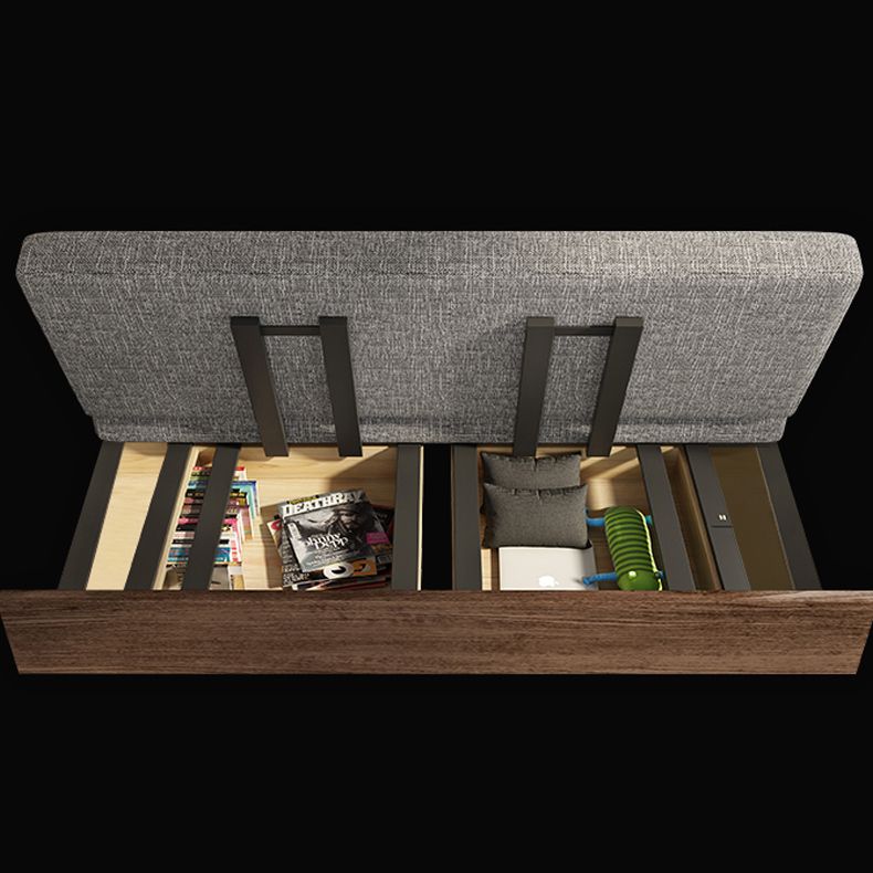 保管付きのモダンなリネンシートアームレスコンバーチブルソファベッド