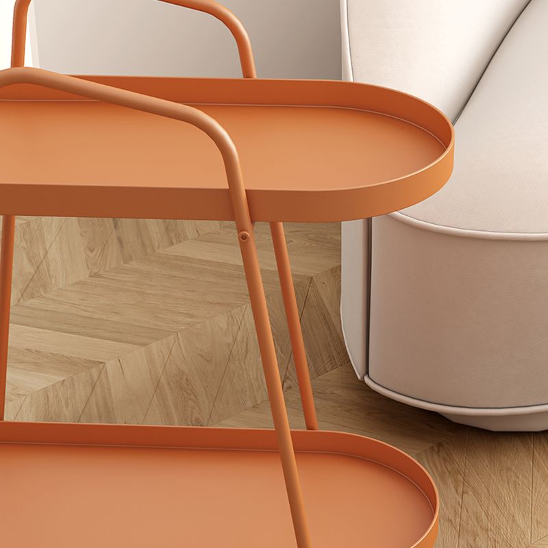 Midden-eeuwse metalen uiteinde bijzettafel ovaal 2-laags hoektafel met opslag