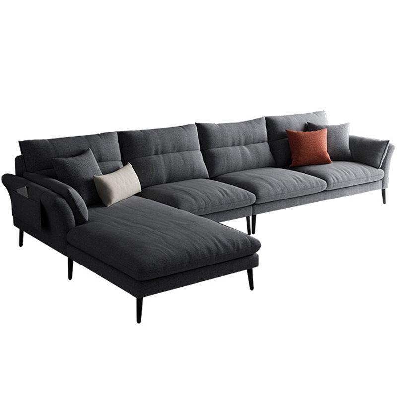 Flared Arm Fabric Sectional with Storage 4-seater Sofa & Chaise Clearhalo 'furn' 'furn_sectionals' 'Furniture' 'Living Room Furniture' 'Sectionals' 1200x1200_9f633ec9-a6be-45e9-972a-6397e58e34da
