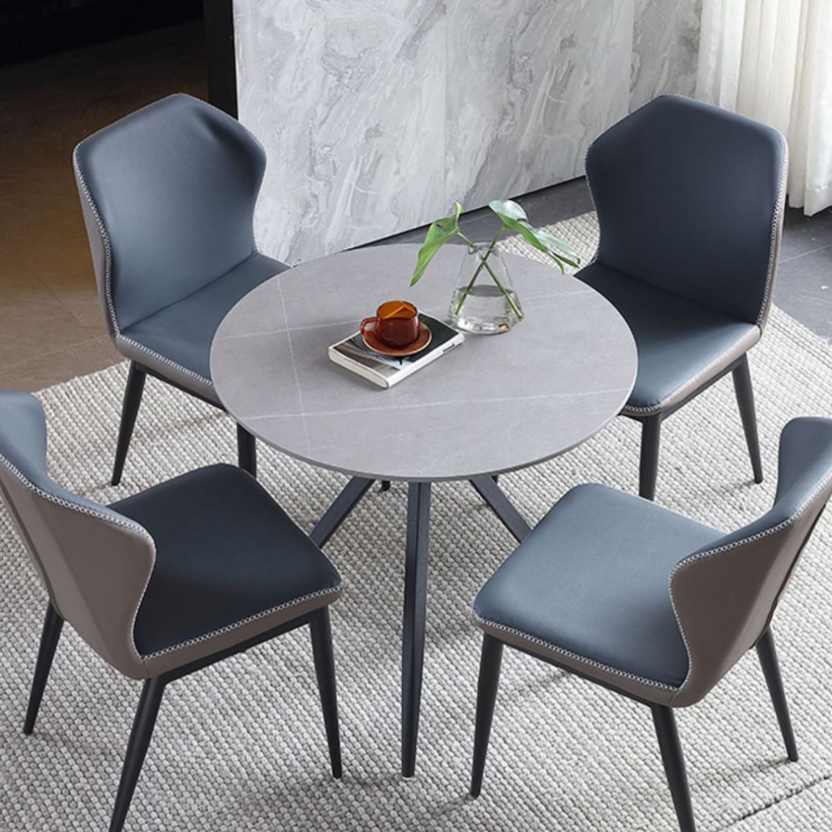 Modern Style Round Dining Table Sintered Stone Table with Metal Base for Home Use Clearhalo ' dining_table' 'Dining Tables & Seating' 'Dining Tables' 'furn' 'furn_dining_table' 'Furniture' 'furniture_dining_table' 'Kitchen & Dining Furniture' 'kitchen&dining_furn' 'kitchen' 'kitchen_dining_table' 1200x1200_9f65b947-a767-48c8-b938-01e5ea5256ba