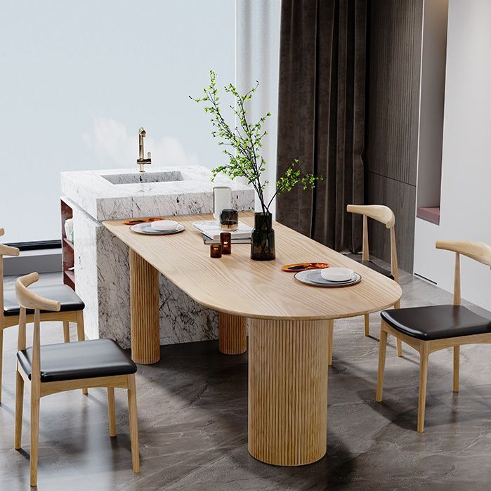 Free Form Wood Dining Table Natural and Walnut Dining Table with Pedestal Base Clearhalo 'Dining Tables & Seating' 'Dining Tables' 'dining_table' 'furn' 'furn_dining_table' 'Furniture' 'furniture_dining_table' 'Kitchen & Dining Furniture' 'kitchen' 'kitchen_dining_table' 1200x1200_9f67d457-fb75-4d02-8b3e-1c8b34d5b243