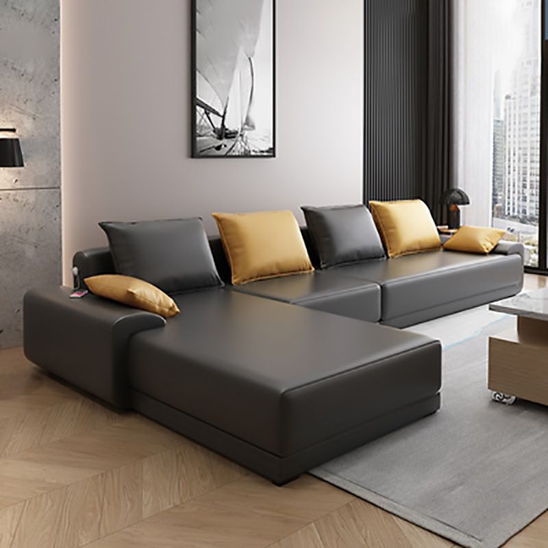 Modern Loose Back Removable Cushions Sofa with Reversible Chaise Clearhalo 'furn' 'furn_sectionals' 'Furniture' 'furniture_sectionals' 'kitchen' 'kitchen_sectionals' 'Living Room Furniture' 'Sectionals' 1200x1200_9f6b7bde-7a27-4dfc-aa6c-be101d0ec801
