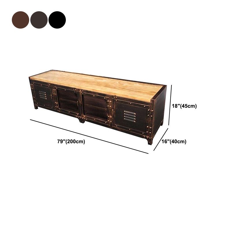 Industrial18 "H TVスタンド、保管、無地の木材、不良鉄テレビコンソール付き