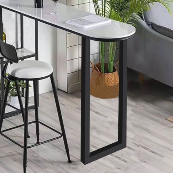 Contemporary Style Bar Table Bar Faux Marble Bar Desk with Sled Base Clearhalo 'Bar Furniture' 'Bar Tables' 'bar_tables' 'furn' 'furn_bar_tables' 'Furniture' 'Kitchen & Dining Furniture' 1200x1200_9f6ff490-1abb-438e-8c77-249cb1a794d9