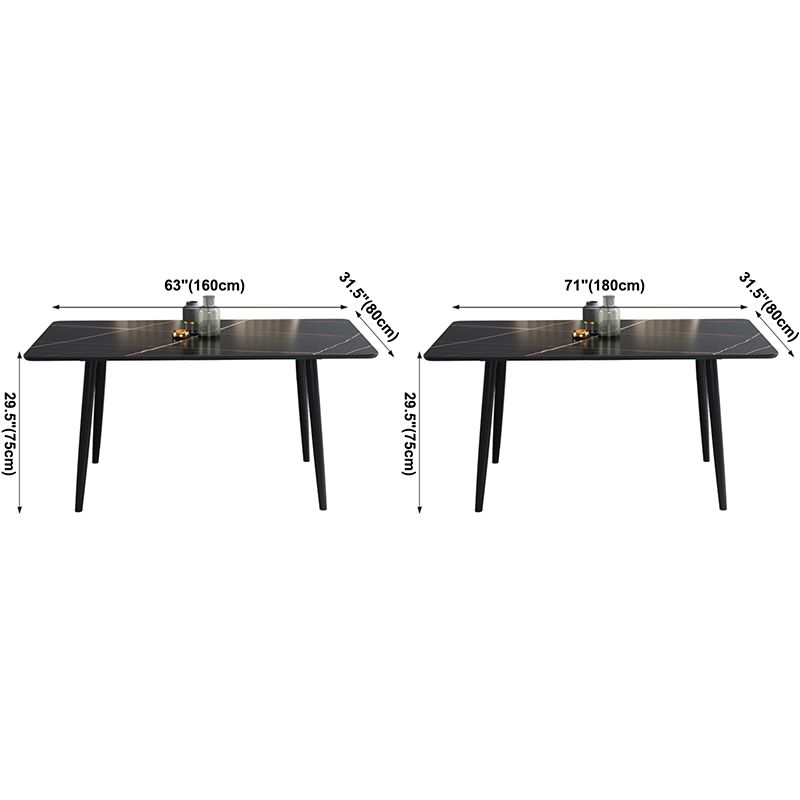 Dining Room Contemporary Sintered Stone Dining Table Rectangular Table with Metallic Base Clearhalo ' dining_table' 'Dining Tables & Seating' 'Dining Tables' 'furn' 'furn_dining_table' 'Furniture' 'furniture_dining_table' 'Kitchen & Dining Furniture' 'kitchen&dining_furn' 'kitchen' 'kitchen_dining_table' 1200x1200_9f70a0c9-80cb-41e9-aa9a-3237470bf615