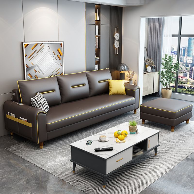 Square Arm Pillowed Back Cushions L-Shape Sectionals Sofa for 3 People Clearhalo 'furn' 'furn_sectionals' 'Furniture' 'furniture_sectionals' 'Living Room Furniture' 'Sectionals' 1200x1200_9f7117b9-f8a7-4453-9f8f-81270ea31370