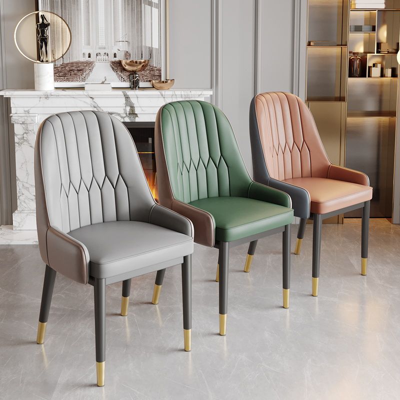 Glam Style Dining Chair Leather Parsons Side Chair for Living Room Clearhalo 'Dining Chairs' 'Dining Tables & Seating' 'dining_chair' 'furn' 'furn_dining_chair' 'Furniture' 'Kitchen & Dining Furniture' 1200x1200_9f72da3f-1075-4594-b82a-b665c33ee503