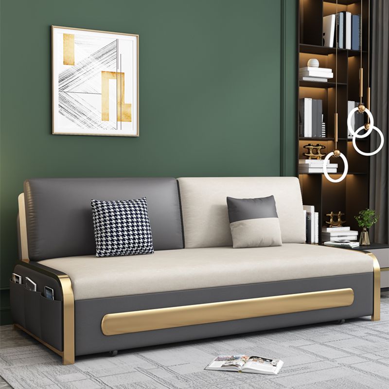 Faux leather Sofa Bed Glam Armless Sleeper Sofa with Upholstered Clearhalo 'furn' 'furn_futons' 'Furniture' 'Futons & Daybeds' 'Futons' 'Living Room Furniture' 1200x1200_9f73d1a2-f3b2-493c-bbde-96b52dfa1663