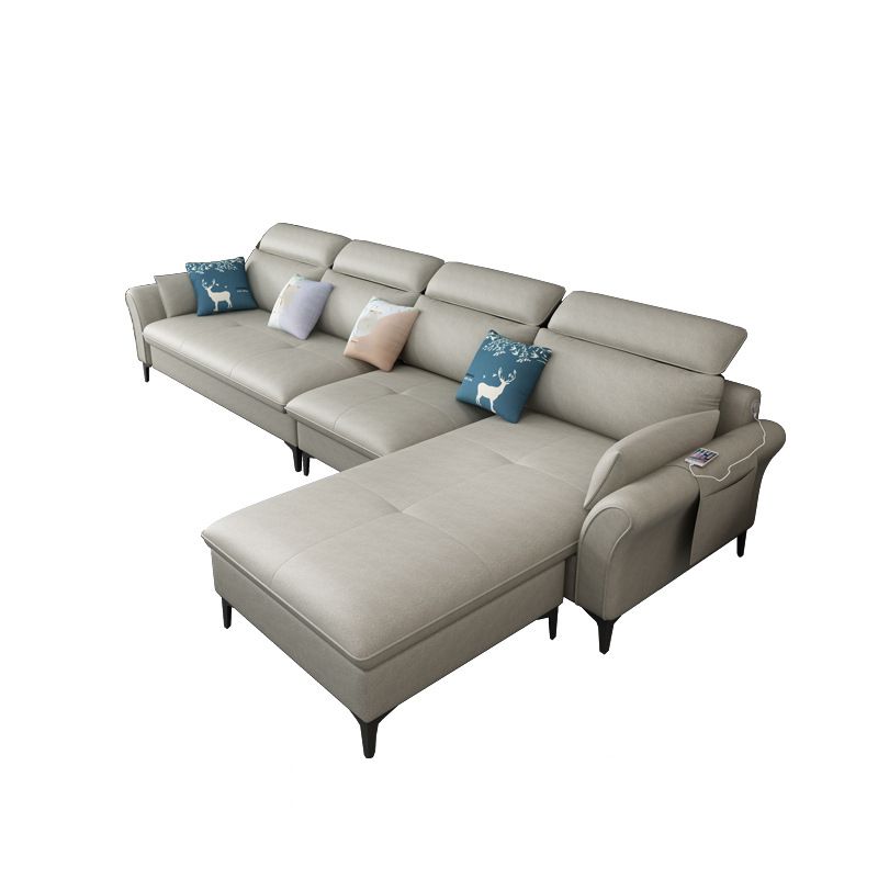 Modern L-Shape Sectional Faux Leather Sofa and Chaise for Four People Clearhalo 'furn' 'furn_sectionals' 'Furniture' 'furniture_sectionals' 'kitchen' 'kitchen_sectionals' 'Living Room Furniture' 'Sectionals' 1200x1200_9f74bc37-9a90-4b02-b678-640fac9795b4
