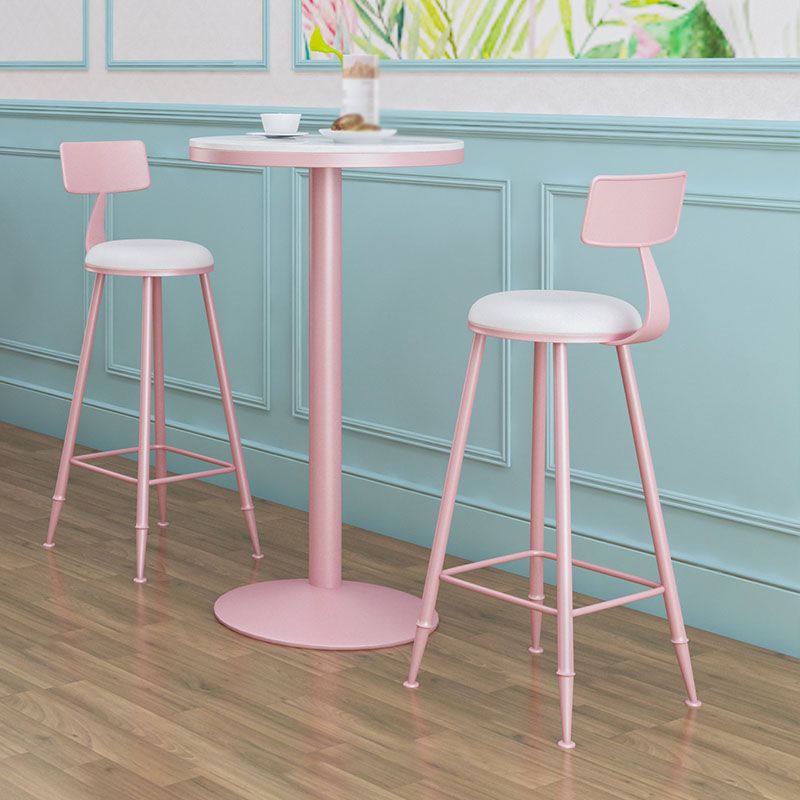 Modern Style Iron Bar Stool with Footrest Milk Tea Shop Pink Bar Stool 30 Inches Clearhalo 'Bar Furniture' 'Bar Stools' 'bar_stools' 'furn' 'furn_bar_stools' 'furniture_bar_stools' 'Kitchen & Dining Furniture' 'kitchen&dining_furn' 'kitchen' 'kitchen_furn' Furniture' 1200x1200_9f74c24d-404f-4629-bcda-5dfa25a0f61e