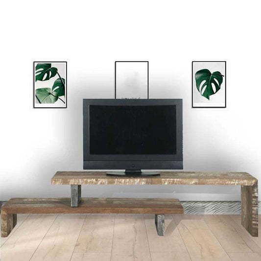 Console multimediale in legno in legno in legno in legno industriale con scaffali