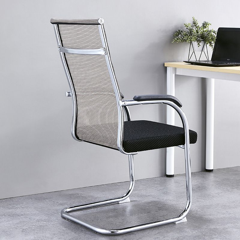 Silver Metal Modern Office Chair Mid and High Back Mesh and Leather Conference Chair Clearhalo 'furn' 'furn_office_chair' 'Furniture' 'Office Chairs' 'Office Furniture' 'office_chair' 1200x1200_9f764a07-262a-4635-88e6-600f63019b87