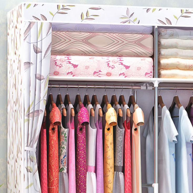 Contemporary Wardrobe Armoire Metal Wardrobe Cabinet - 51.18 x 18.11 x 66.14 Inches Clearhalo 'Armoires & Wardrobes' 'armoires_wardrobes' 'Bedroom Furniture' 'furn' 'furn_armoires_wardrobes' 'Furniture' 1200x1200_9f7665f0-e1e9-4286-a2d1-26a89ee75597