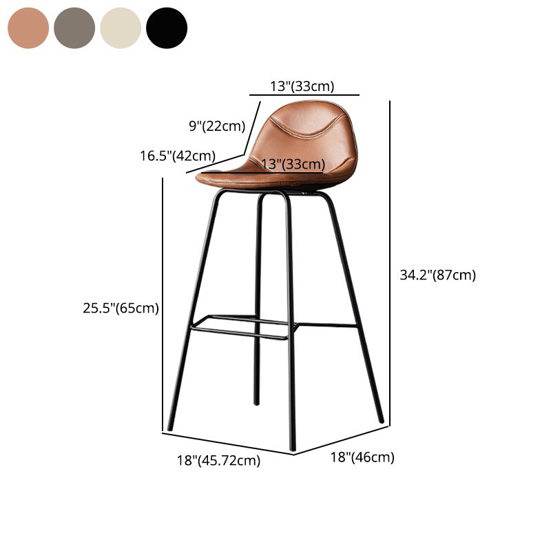 Industrial Leather Iron Counter Stools Low Back Bar Stools with 4 Legs for Kitchen Clearhalo 'Bar Furniture' 'Bar Stools' 'bar_stools' 'furn' 'furn_bar_stools' 'furniture_bar_stools' 'Kitchen & Dining Furniture' 'kitchen&dining_furn' 'kitchen' 'kitchen_furn' Furniture' 1200x1200_9f78b277-fd96-456f-a90f-144f60da1f26