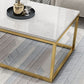 Mesa de centro rectangular Glam con tapa de mármol blanco y estructura de hierro