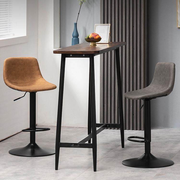 Scandinavische metalen barkrukkenleer Leer Low Back Teller Stool