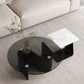 Contemporary Glass Top Round Coffee Table Abstract Cocktail Table