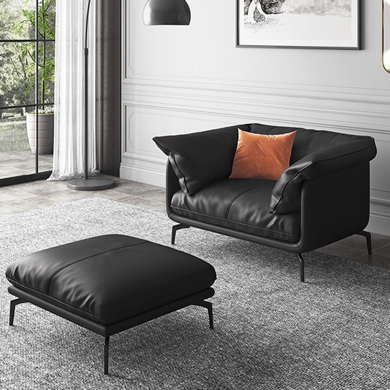 Modern Style Square Armrest Sponge Seat Padding Black Sofa with Pillow Back Clearhalo 'furn' 'furn_sofas' 'Furniture' 'furniture_sofas' 'kitchen' 'kitchen_sofas' 'Living Room Furniture' 'Sofa' 'sofas' 1200x1200_9f79b3d9-d789-4412-85d6-4767a46ad1ef