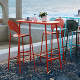 Modern Oval Pub Table Metal Bar Height Table with Footrest for Outdoor