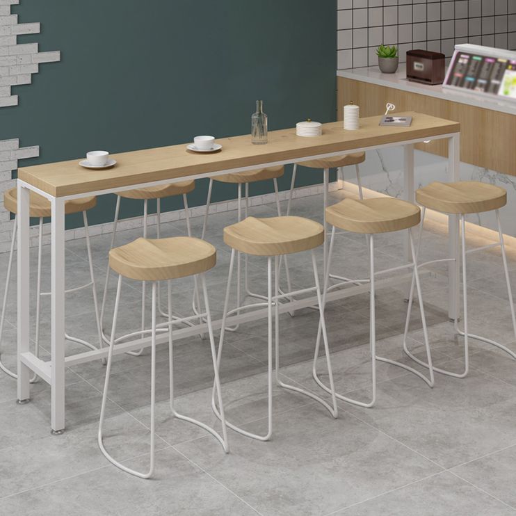 Tavolo da bar per top in legno finitura naturale industriale in metallo bianco tavolo da bistrot