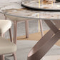 Mesa de comedor redonda contemporánea mesa de pedestal de acero para cocina casera