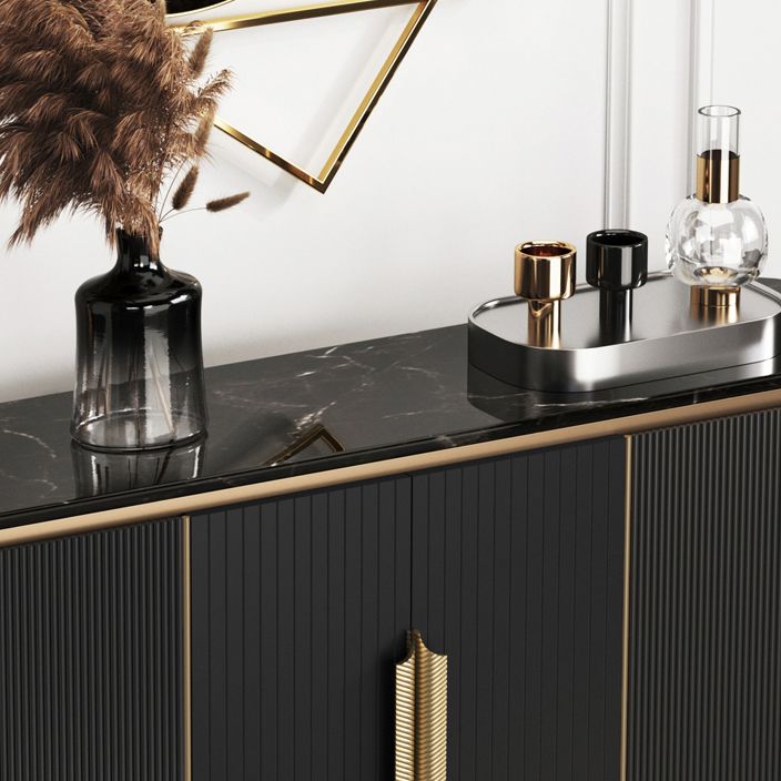 Glam Black Buffet Sideboard Funce Sideboard in marmo con porte con porte