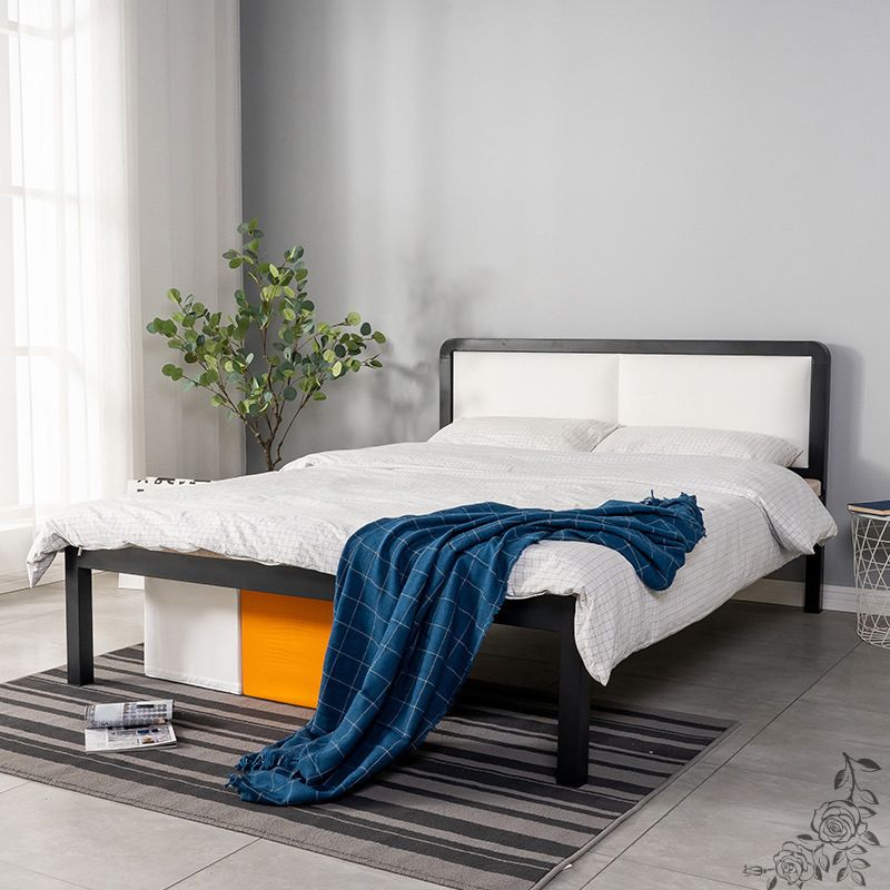 Contemporary Slat Metal Standard Bed with Rectangular Headboard