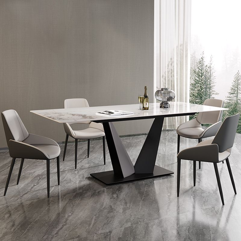 Set da tavolo di pietra sinterizzato moderno del rettangolo 1/4/5/7 pezzi set da pranzo