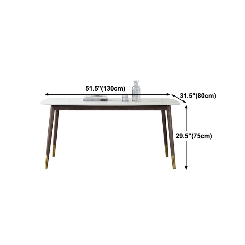 Rectangle 4 Legs Luxury Table White Sintered Stone Top Fixed Table Clearhalo 'Dining Tables & Seating' 'Dining Tables' 'dining_table' 'furn' 'furn_dining_table' 'Furniture' 'Kitchen & Dining Furniture' 1200x1200_9f91b7f5-ecc0-4959-822a-c1d8ba12b13e