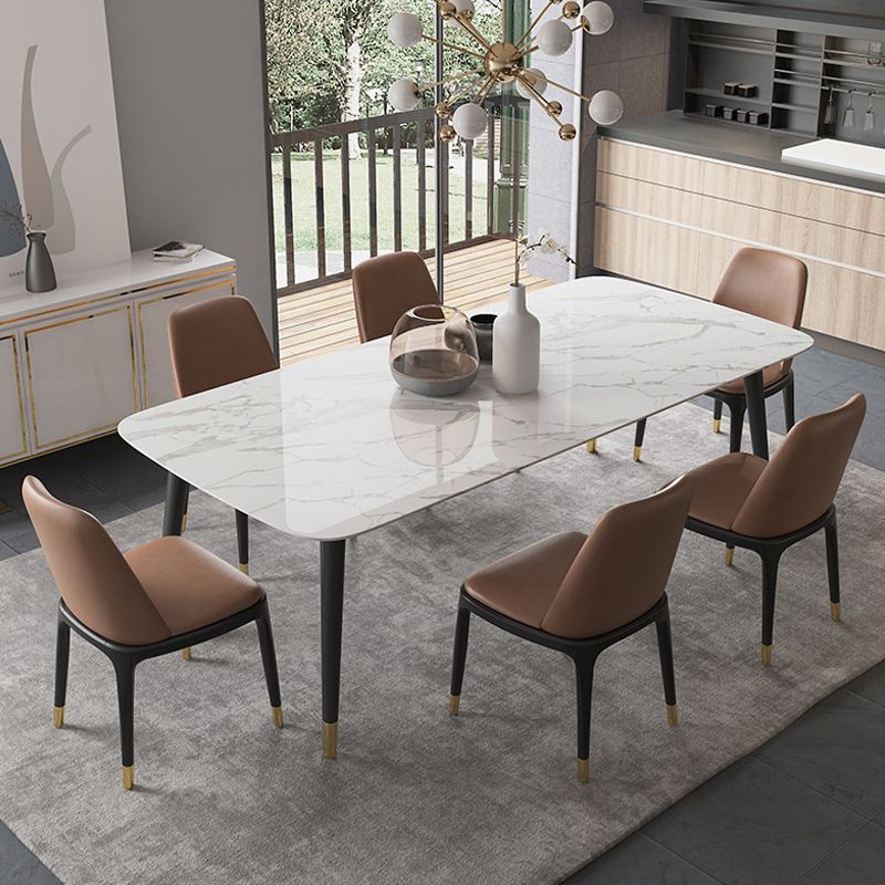 Moderne eettafel witte steen en marmeren eettafel voetstuktafel sleeën