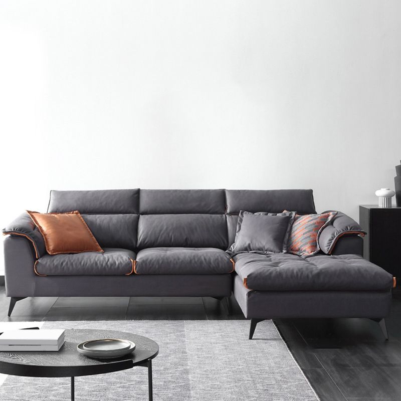 Contemporary Stain-Resistant Faux Leather Dark Gray for Living Room Sofa