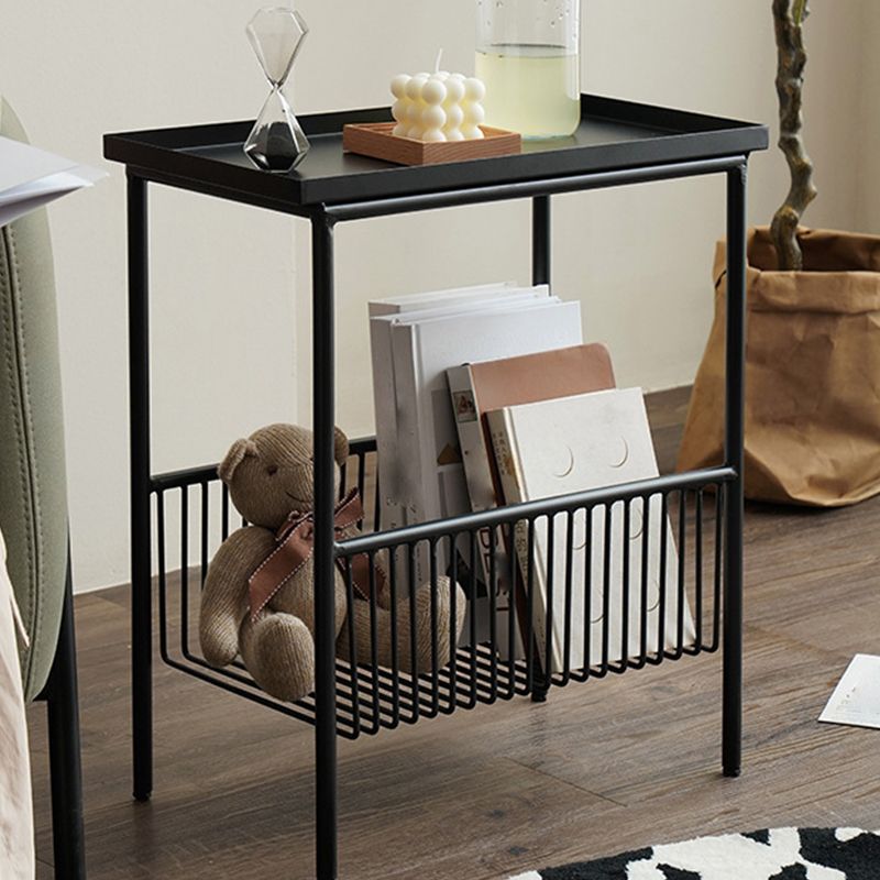 長方形のトレイ上部サイドテーブル鉄4脚エンドテーブルストレージ付き