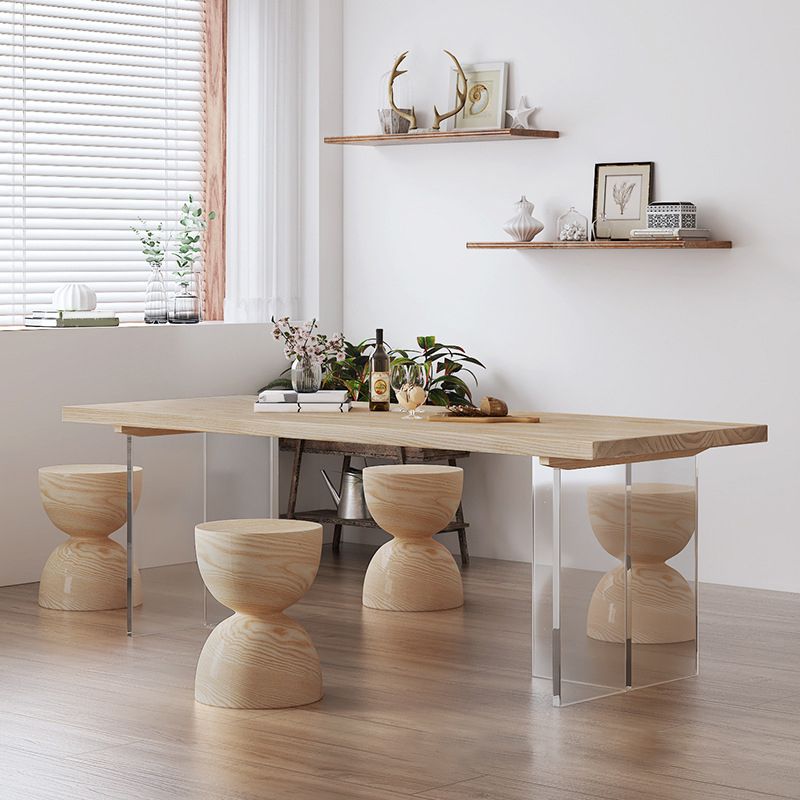 Mesa de comedor de madera sólida Mesa de comedor de lujo tradicional con base de pedestal doble