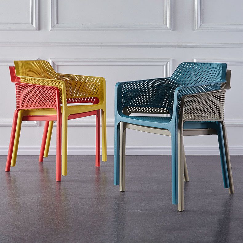 Scandinavian Plastic Kitchen Dining Room Arm Chair Solid Back Chair Clearhalo 'Dining Chairs' 'Dining Tables & Seating' 'dining_chair' 'Furniture' 'furniture_dining_chair' 'Kitchen & Dining Furniture' 1200x1200_9f93579f-7b2d-4ad3-85f7-c82a28911518