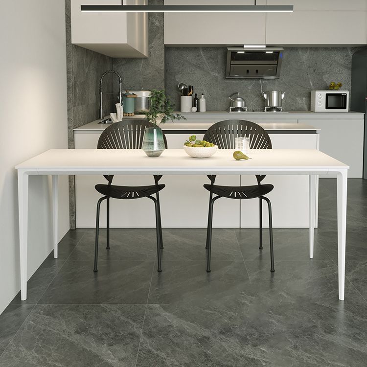 Modern Style Sintered Stone Dining Table 4 Legs Rectangular Table in White Clearhalo ' dining_table' 'Dining Tables & Seating' 'Dining Tables' 'Furniture' 'furniture_dining_table' 'Kitchen & Dining Furniture' 'kitchen&dining_furn' 'kitchen' 'kitchen_dining_table' 1200x1200_9f93b032-8a81-4ce2-9567-ab94f803c075