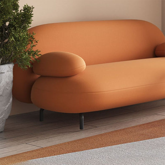 Zeitgenössischer 29,5 "H Orange Faux Leder Kissen Top Armsofa