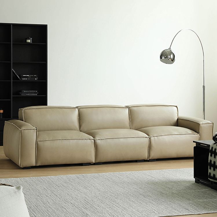 27.55" High Cushions Sofa Faux Genuine Leather Square Arm Sofa