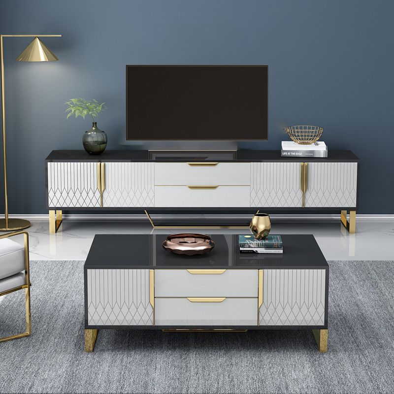 Enclosed Storage TV Media Stand Glam TV Stand Console for Living Room Clearhalo 'furn' 'furn_tv_stands_entertainment_centers' 'Furniture' 'Living Room Furniture' 'TV Stands & Entertainment Centers' 'TV Stands & Media Storage Furniture' 'tv_stands_entertainment_centers' 1200x1200_9f966b04-fe70-4d02-9dbd-89cfdc9a1935