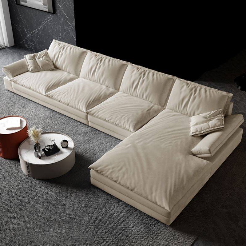 31.5"H White Faux Leather Pillow Top Arm Sofa & Chaise for Living Room