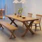 Industrial Dinner Table Rectangle Solid Wood Dinette Table in Brown